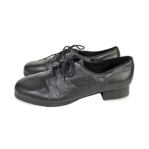 Leos Ultratone Black Leather Full Sole Tap Shoes Lace Up Adult 9.5 No Heel Taps